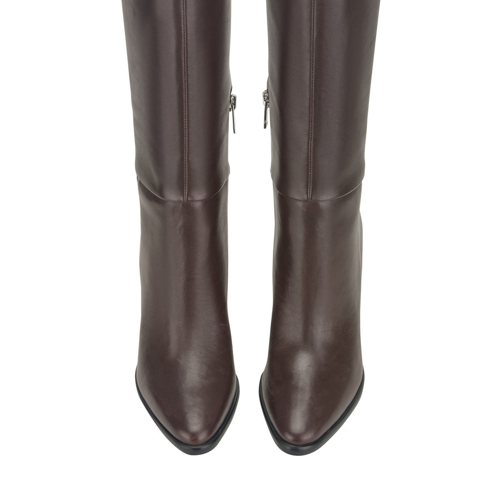 Lannie Dress Leather Boot - Dark Merlot Leather / Marc Fisher On Sale
