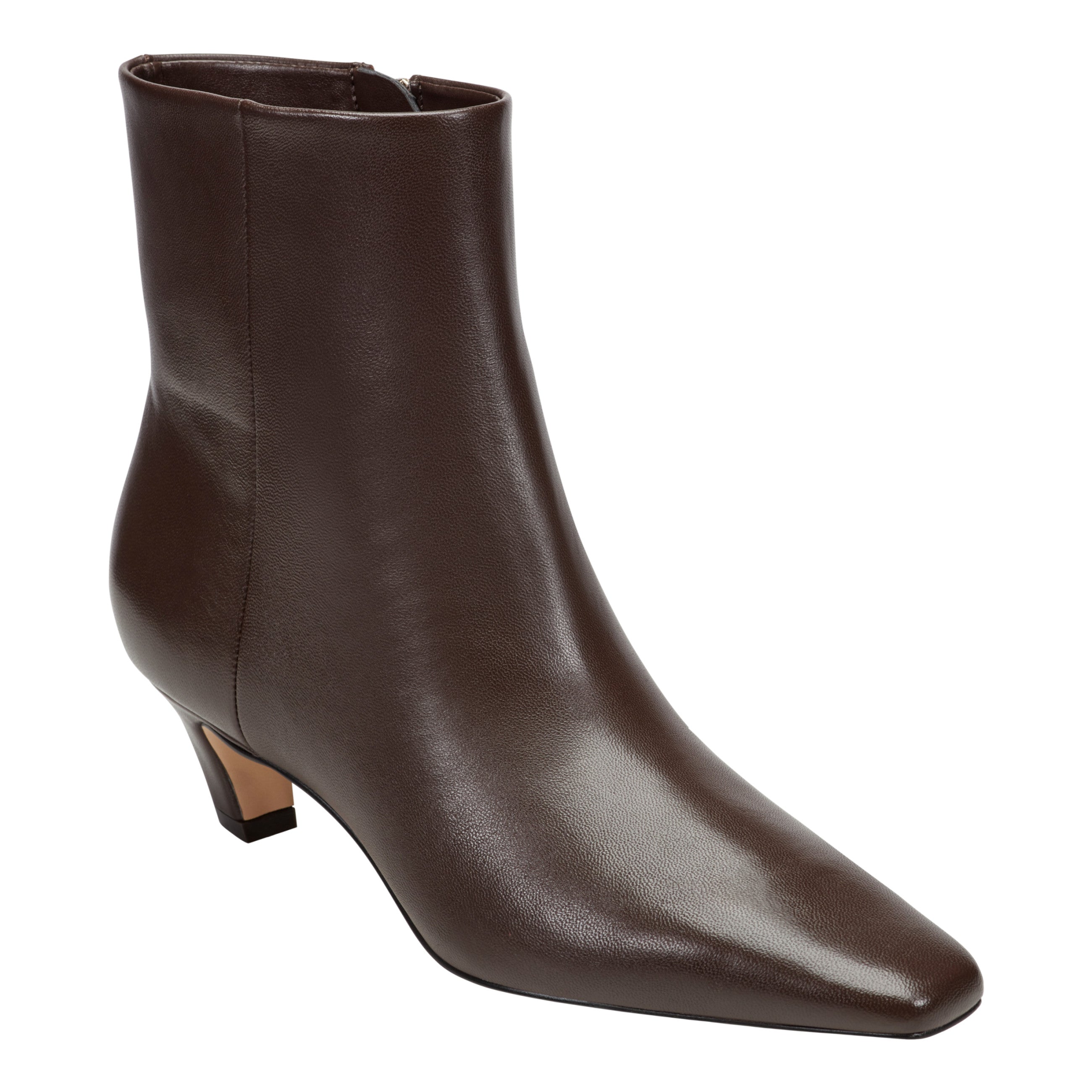 Danai Kitten Heel Leather Ankle Bootie - Dark Brown Leather / Marc Fisher Online