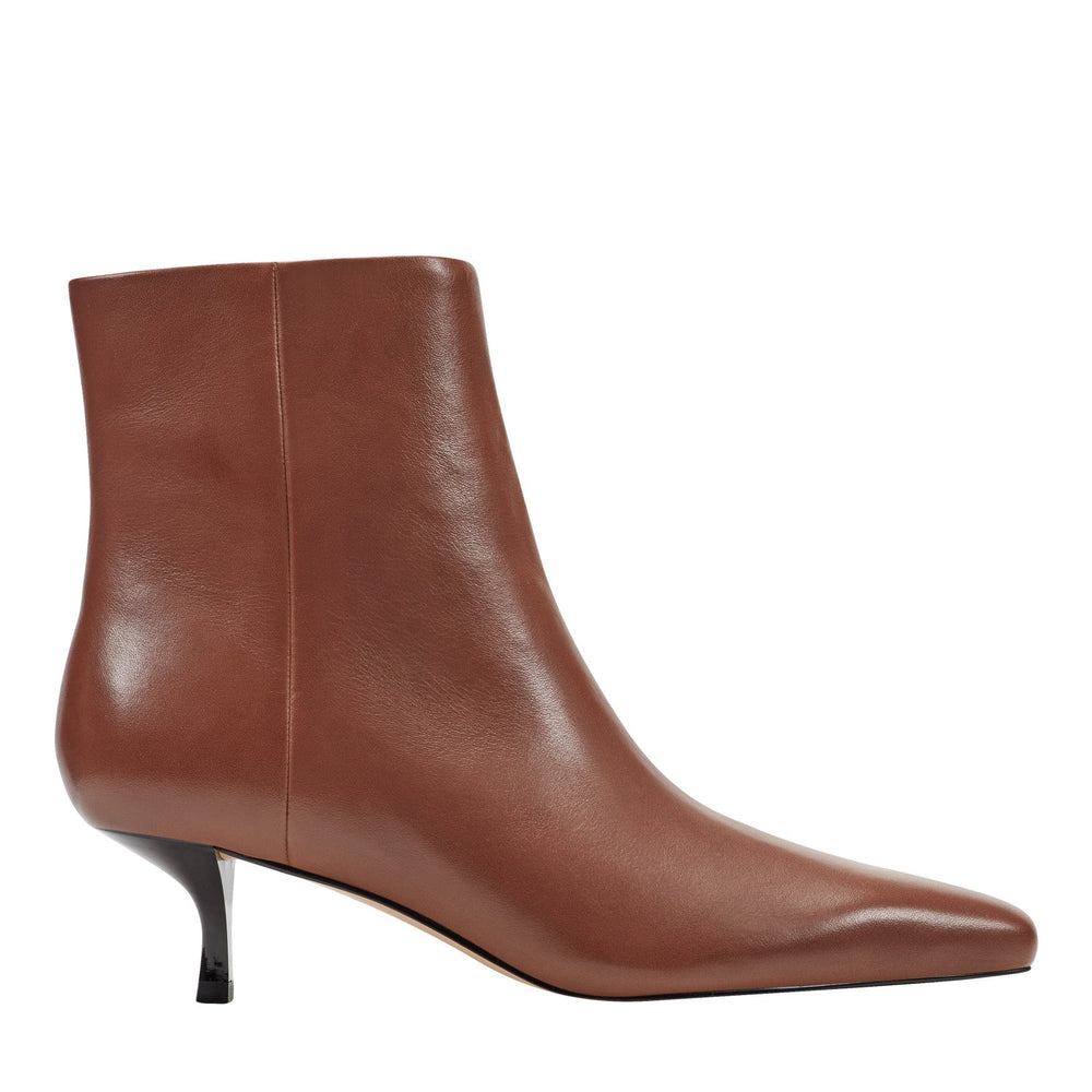 Kiona Kitten Heel Leather Ankle Bootie - Cognac Leather / Marc Fisher US