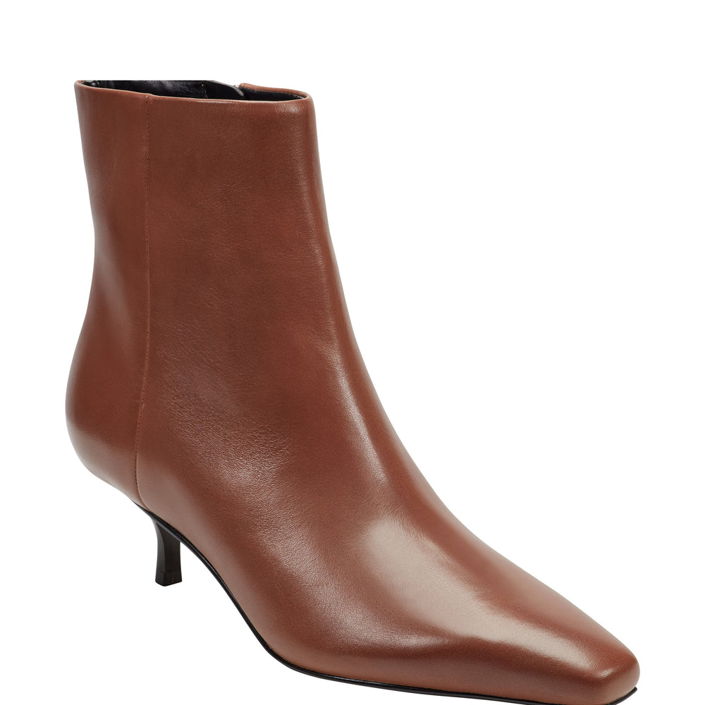 Kiona Kitten Heel Leather Ankle Bootie - Cognac Leather / Marc Fisher US