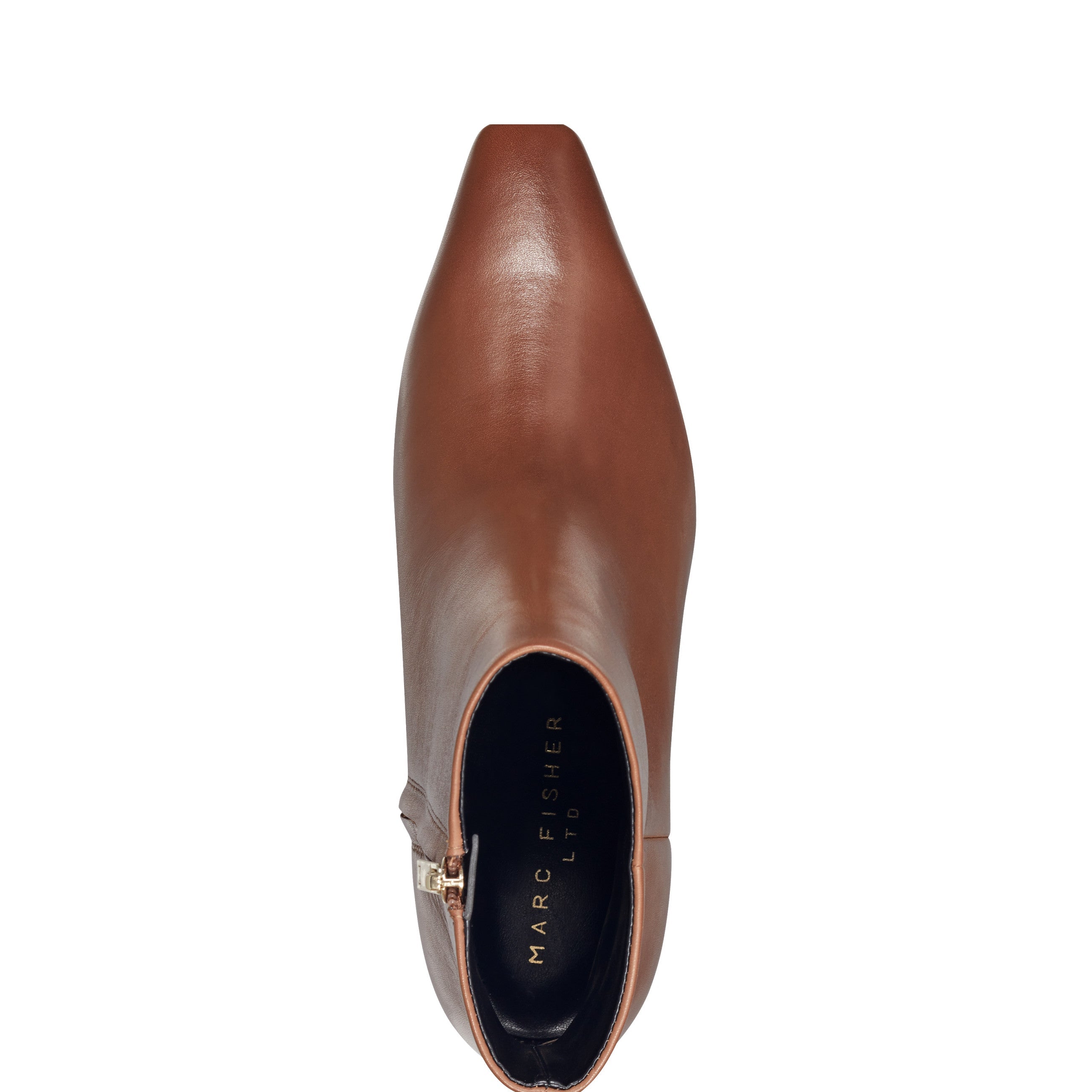 Kiona Kitten Heel Leather Ankle Bootie - Cognac Leather / Marc Fisher US