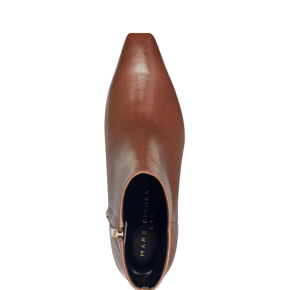 Kiona Kitten Heel Leather Ankle Bootie - Cognac Leather / Marc Fisher US