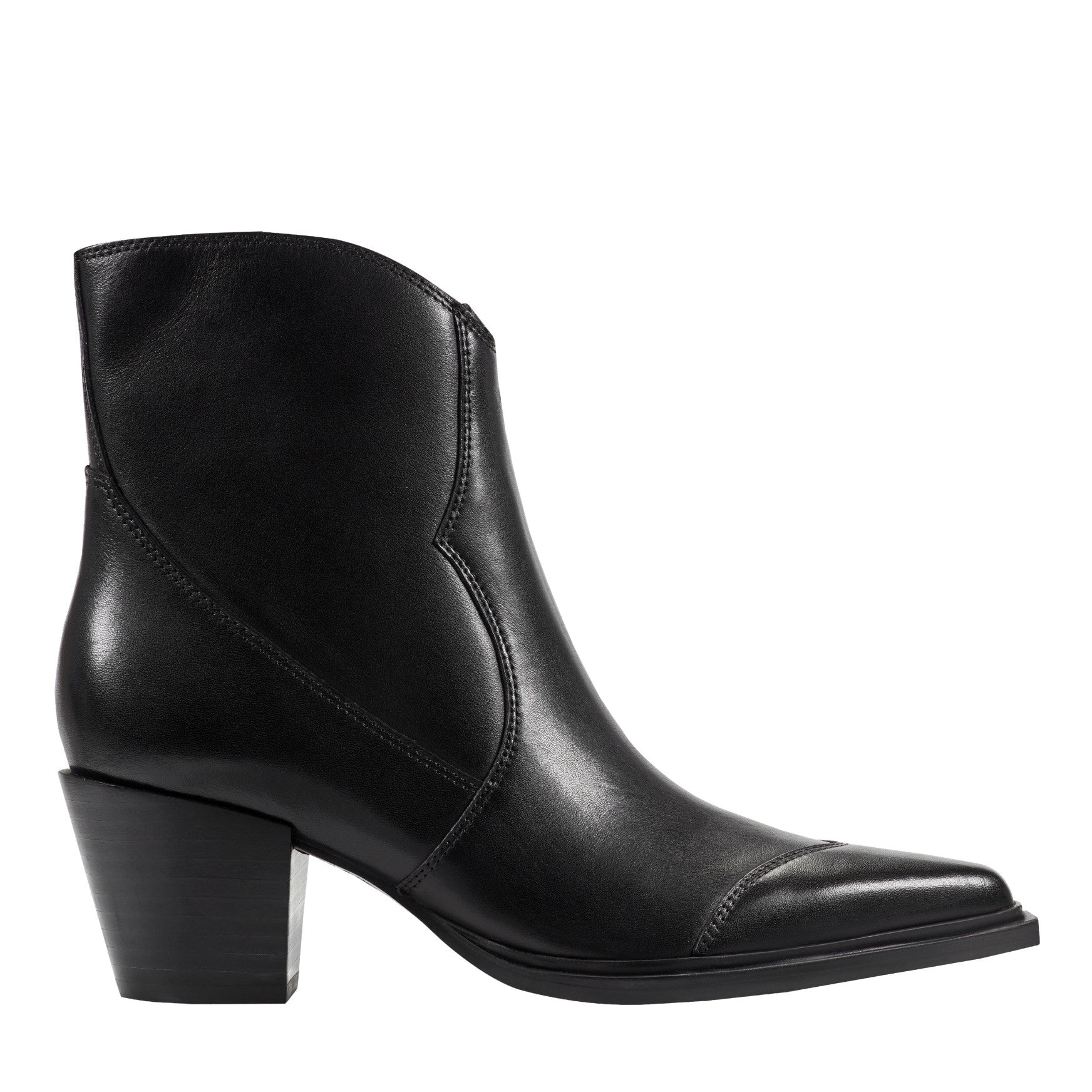 Giulie Western Leather Ankle Bootie - Black Leather / Marc Fisher On Sale