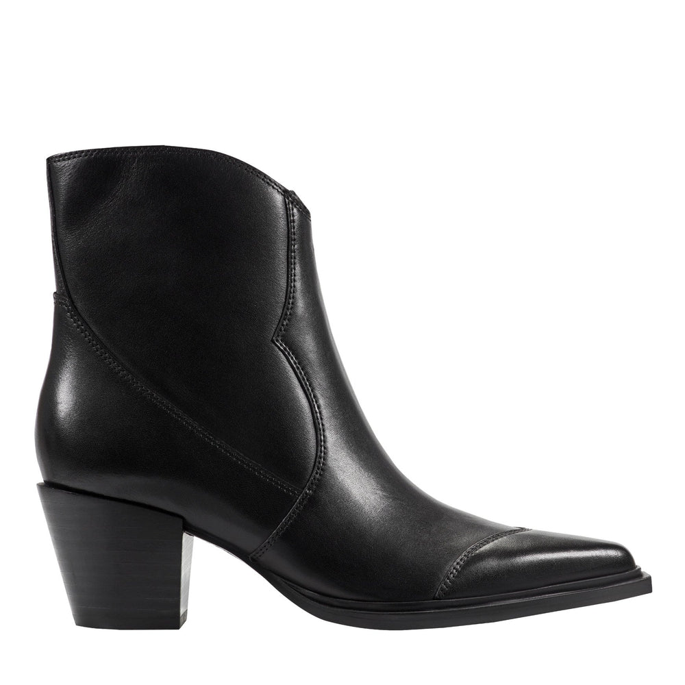 Giulie Western Leather Ankle Bootie - Black Leather / Marc Fisher On Sale