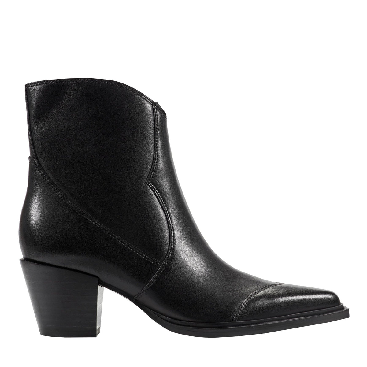 Giulie Western Leather Ankle Bootie - Black Leather / Marc Fisher On Sale