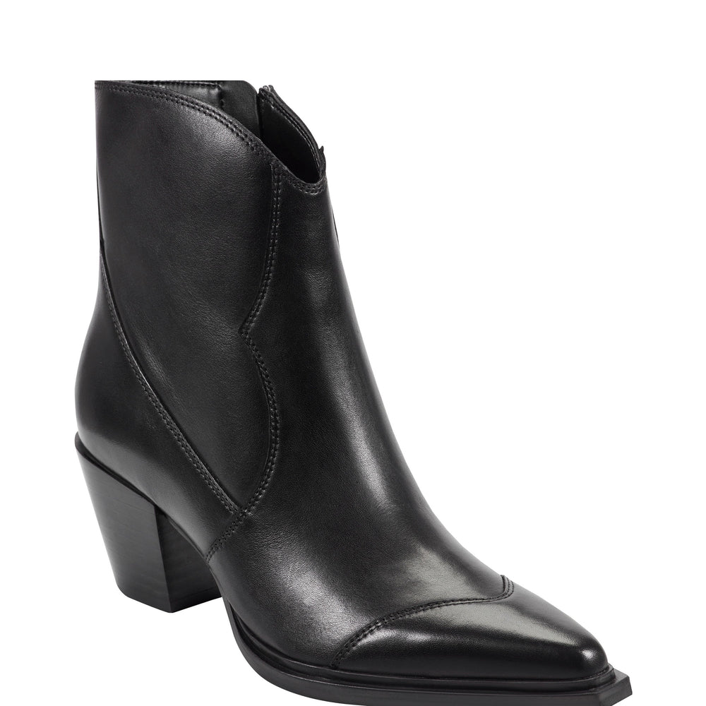 Giulie Western Leather Ankle Bootie - Black Leather / Marc Fisher On Sale