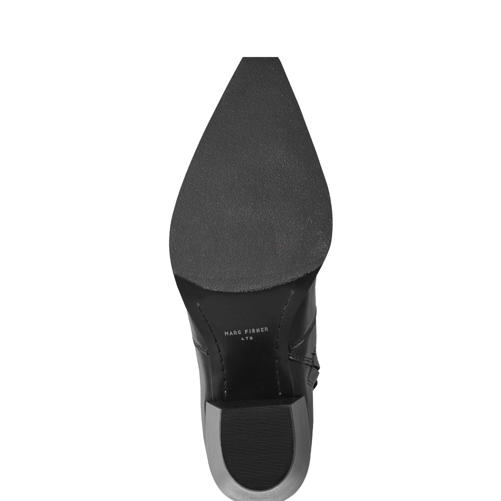 Giulie Western Leather Ankle Bootie - Black Leather / Marc Fisher On Sale
