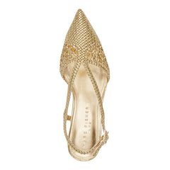 Reagan Woven Leather Pump - Gold Leather / Marc Fisher Outlet