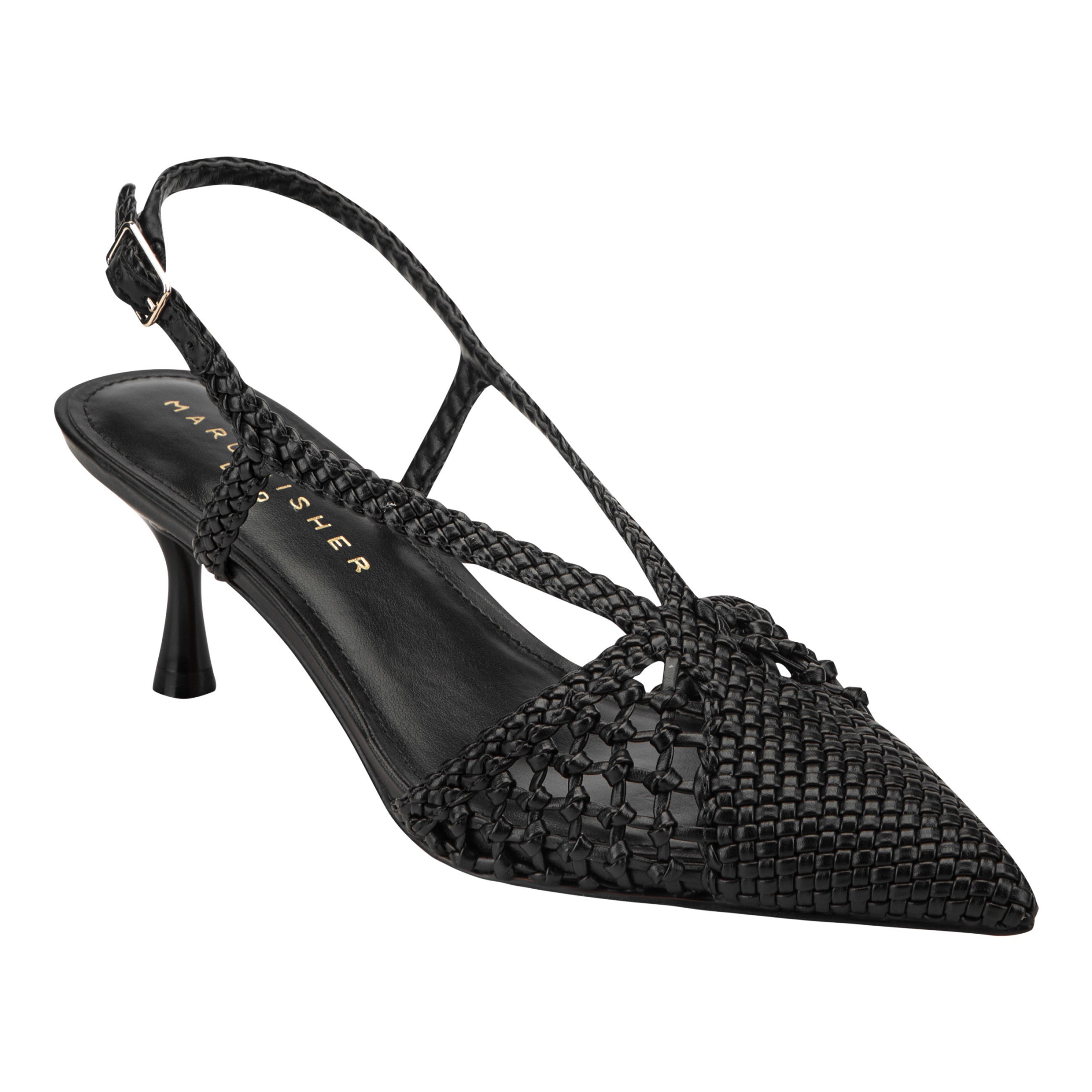 Reagan Woven Leather Pump - Black Leather / Marc Fisher US