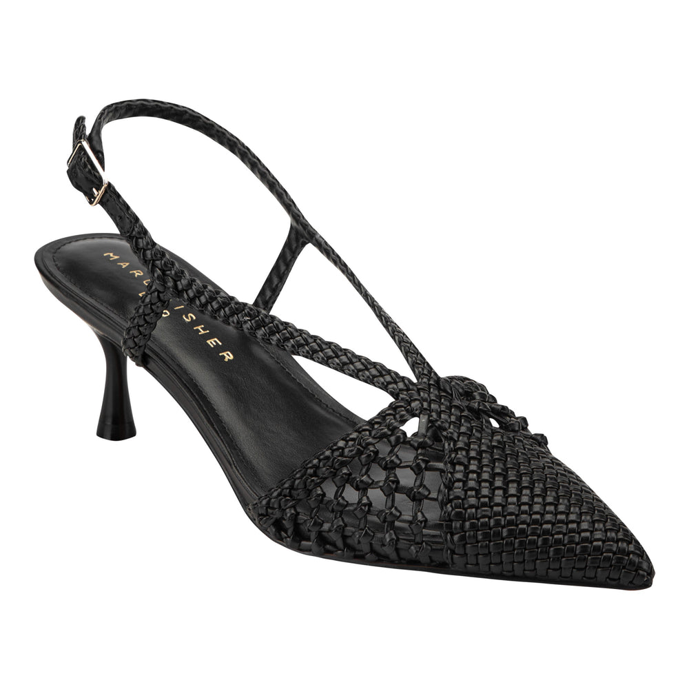 Reagan Woven Leather Pump - Black Leather / Marc Fisher US