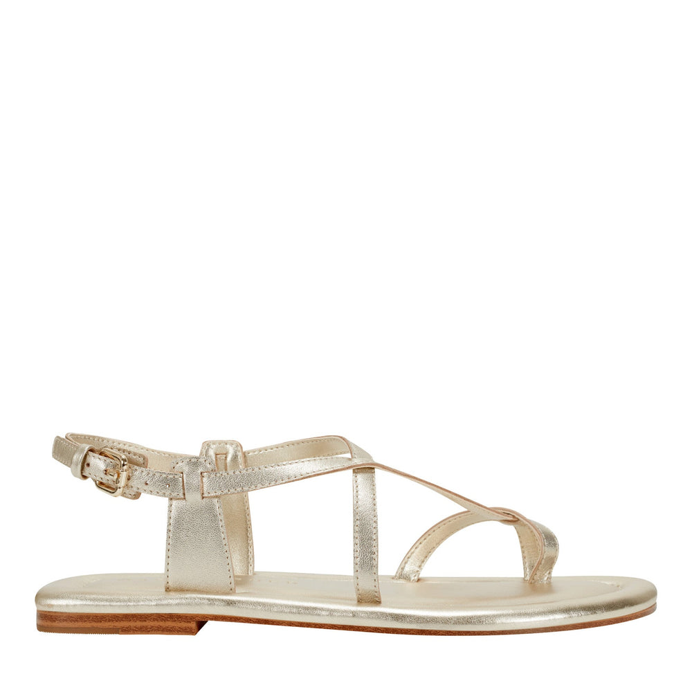 Gerty Strappy Leather Flat Sandal - Gold Leather / Marc Fisher Online