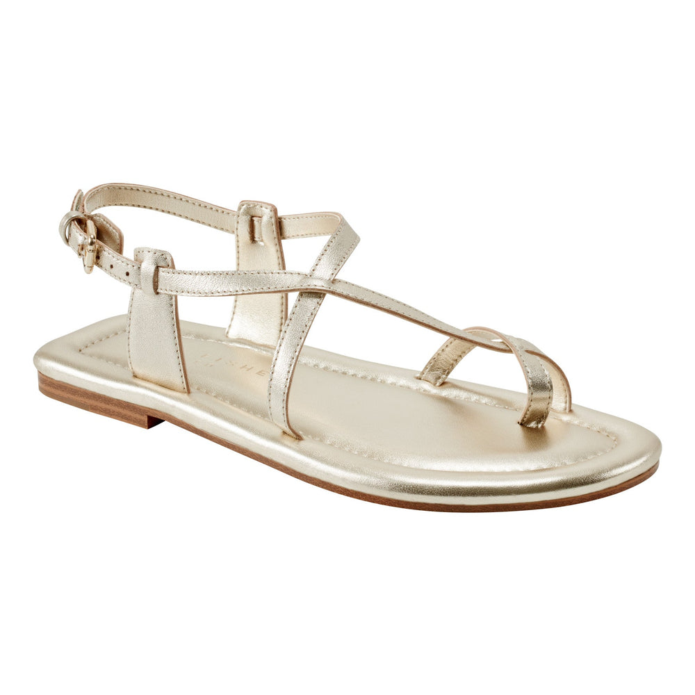 Gerty Strappy Leather Flat Sandal - Gold Leather / Marc Fisher Online