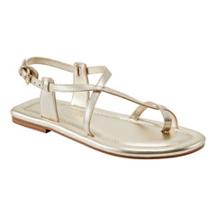 Gerty Strappy Leather Flat Sandal - Gold Leather / Marc Fisher Online