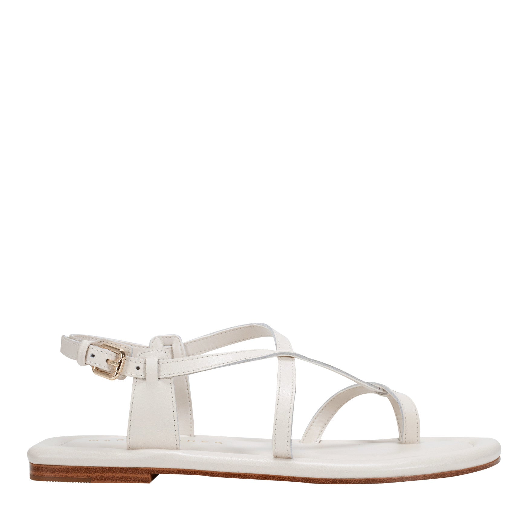 Gerty Strappy Leather Flat Sandal - Chic Cream Leather / Marc Fisher For Sale