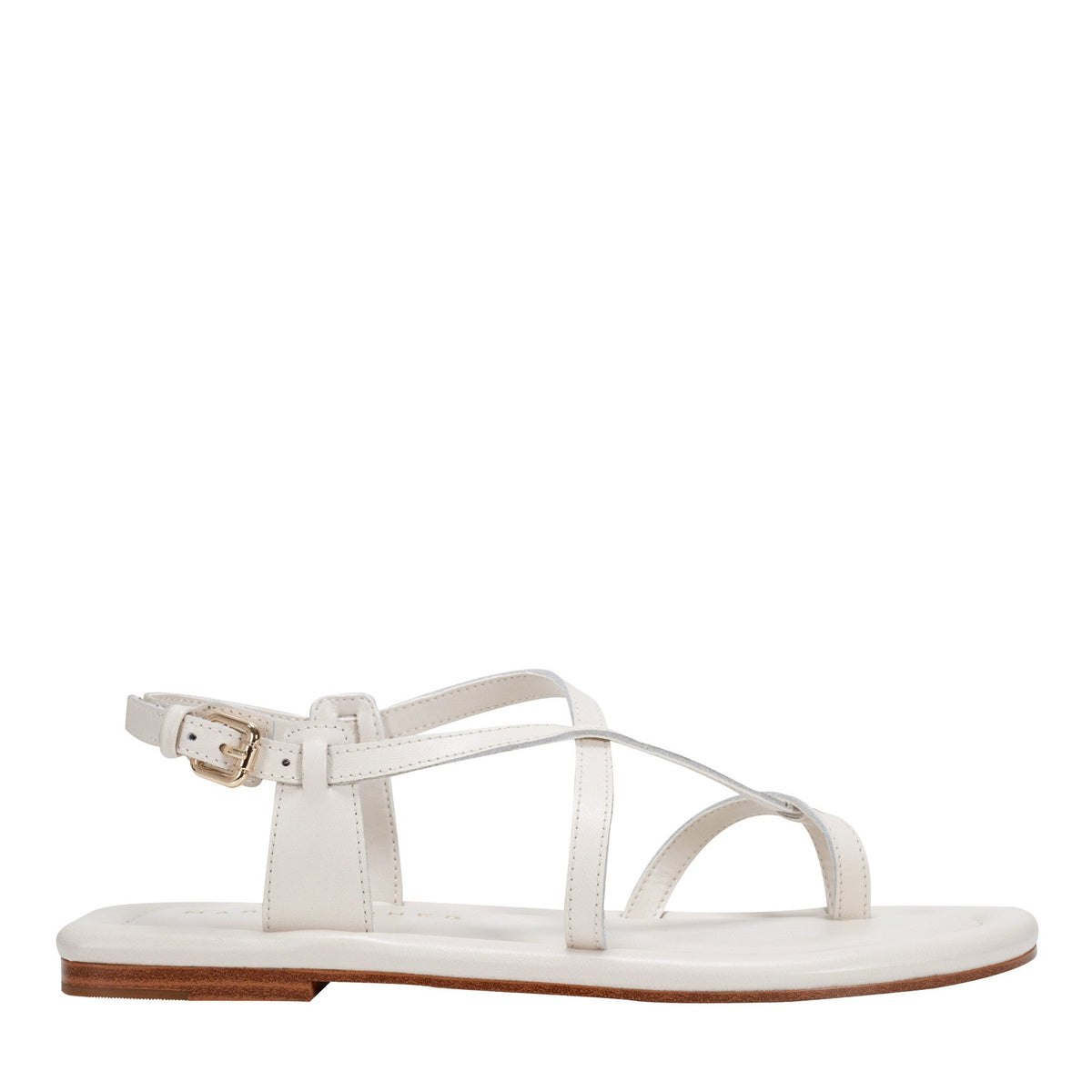 Gerty Strappy Leather Flat Sandal - Chic Cream Leather / Marc Fisher For Sale