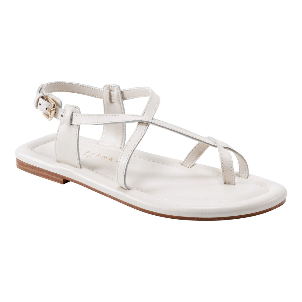 Gerty Strappy Leather Flat Sandal - Chic Cream Leather / Marc Fisher For Sale