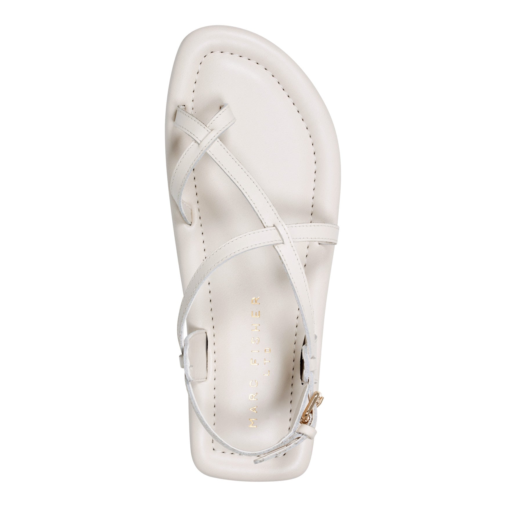 Gerty Strappy Leather Flat Sandal - Chic Cream Leather / Marc Fisher For Sale