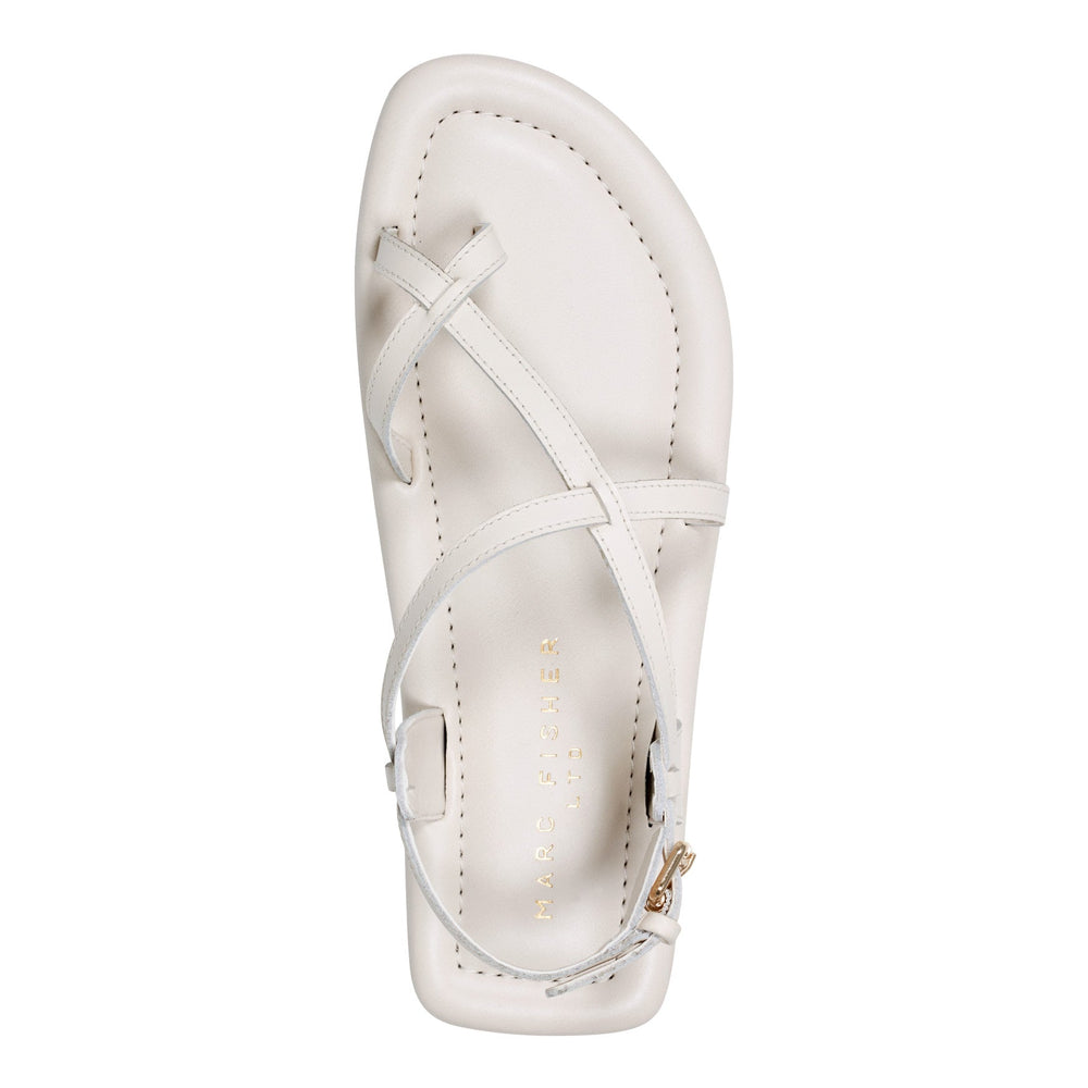 Gerty Strappy Leather Flat Sandal - Chic Cream Leather / Marc Fisher For Sale