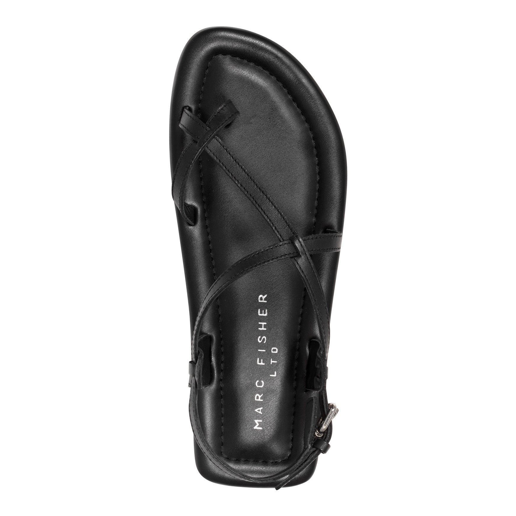 Gerty Strappy Leather Flat Sandal - Black Leather / Marc Fisher Sale