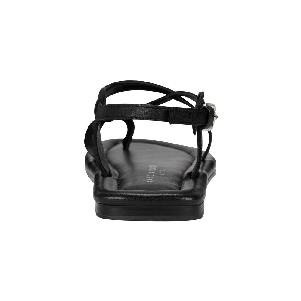 Gerty Strappy Leather Flat Sandal - Black Leather / Marc Fisher Sale