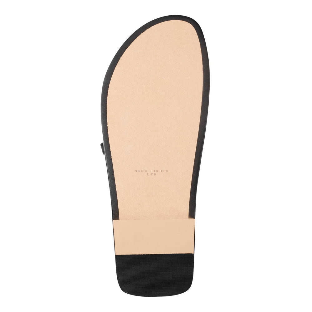 Gerty Strappy Leather Flat Sandal - Black Leather / Marc Fisher Sale