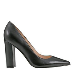 Abilene Leather Block Heel Pointy Toe Pump - Black Leather / Marc Fisher On Sale