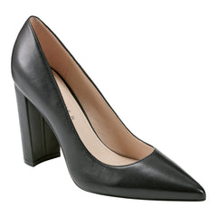 Abilene Leather Block Heel Pointy Toe Pump - Black Leather / Marc Fisher On Sale