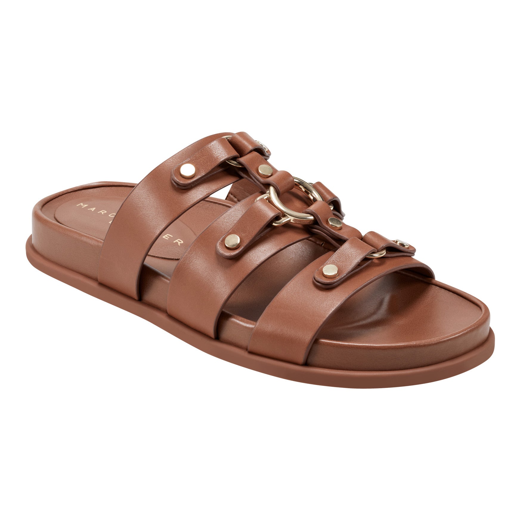 Verity Flat Leather Footbed Sandal - Brown Leather / Marc Fisher Online