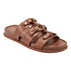 Verity Flat Leather Footbed Sandal - Brown Leather / Marc Fisher Online