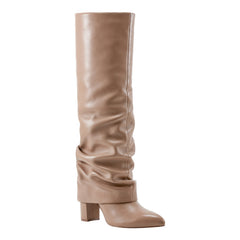 Lalita Foldover Dress Leather Boot - Light Natural Leather / Marc Fisher US