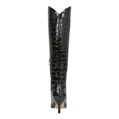 Quinnie Dress Leather Boot - Embossed Black Croco Leather / Marc Fisher Discount
