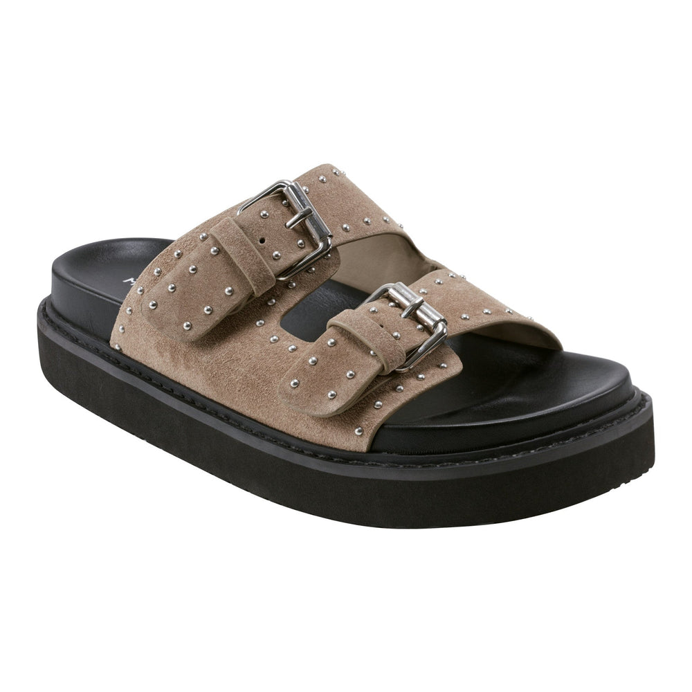 Agusta Studded Slide Sandal - Taupe Suede / Marc Fisher Online