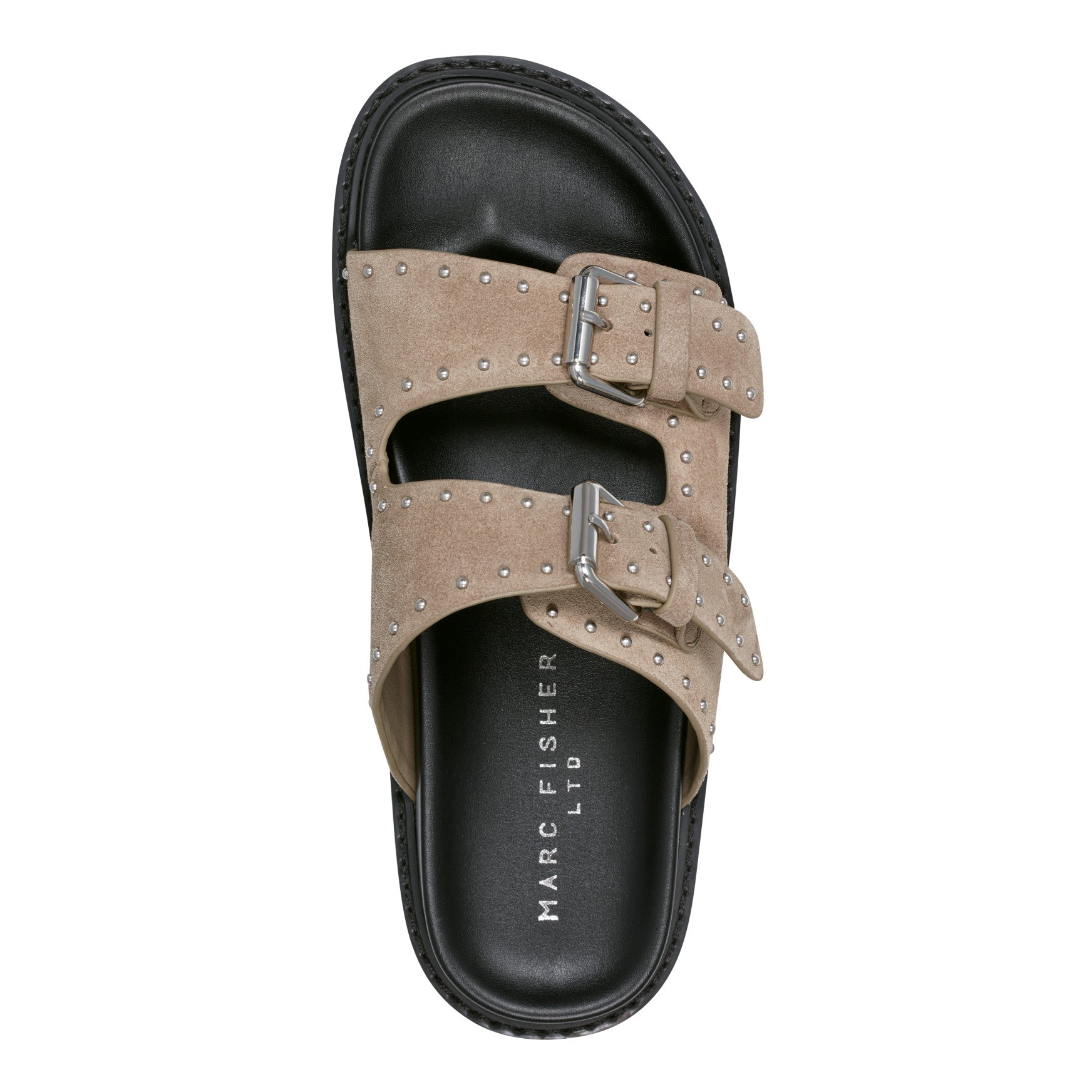 Agusta Studded Slide Sandal - Taupe Suede / Marc Fisher Online