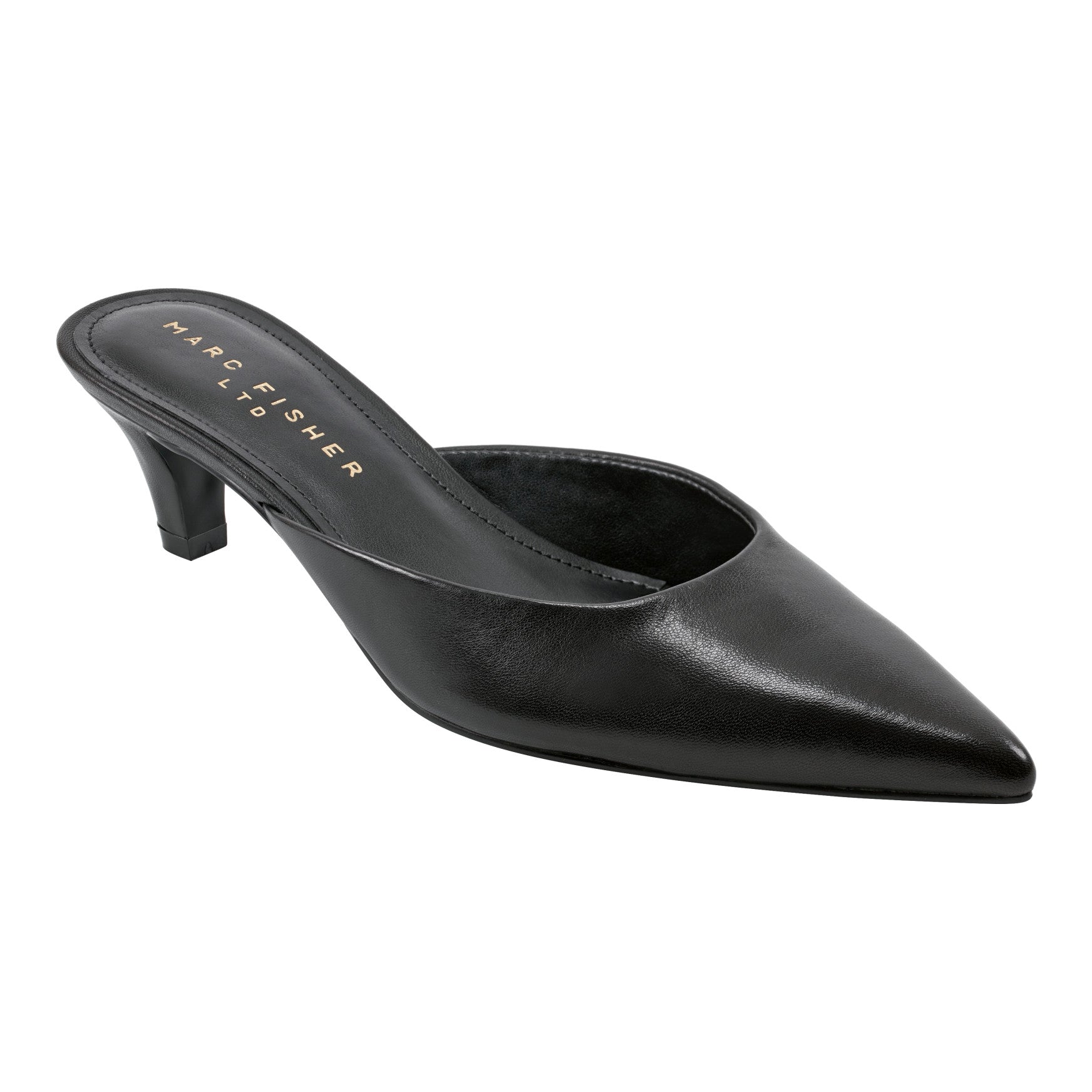 Rosa Heeled Mule - Black Leather / Marc Fisher US
