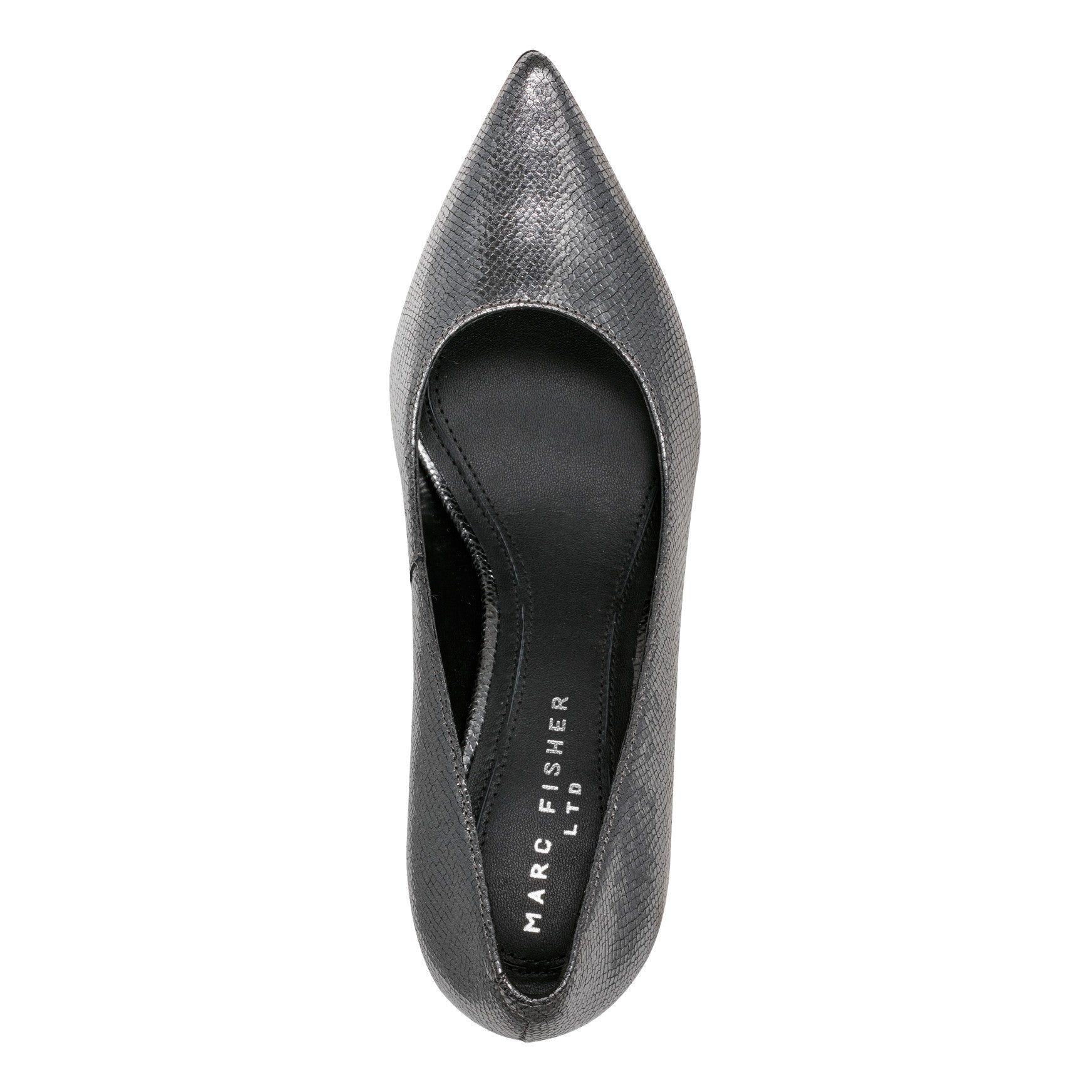 Zala Block Heel Pointy Toe Pump - Pewter Leather / Marc Fisher Online