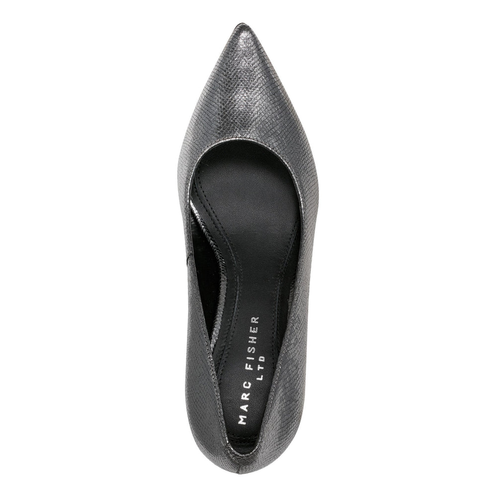 Zala Block Heel Pointy Toe Pump - Pewter Leather / Marc Fisher Online