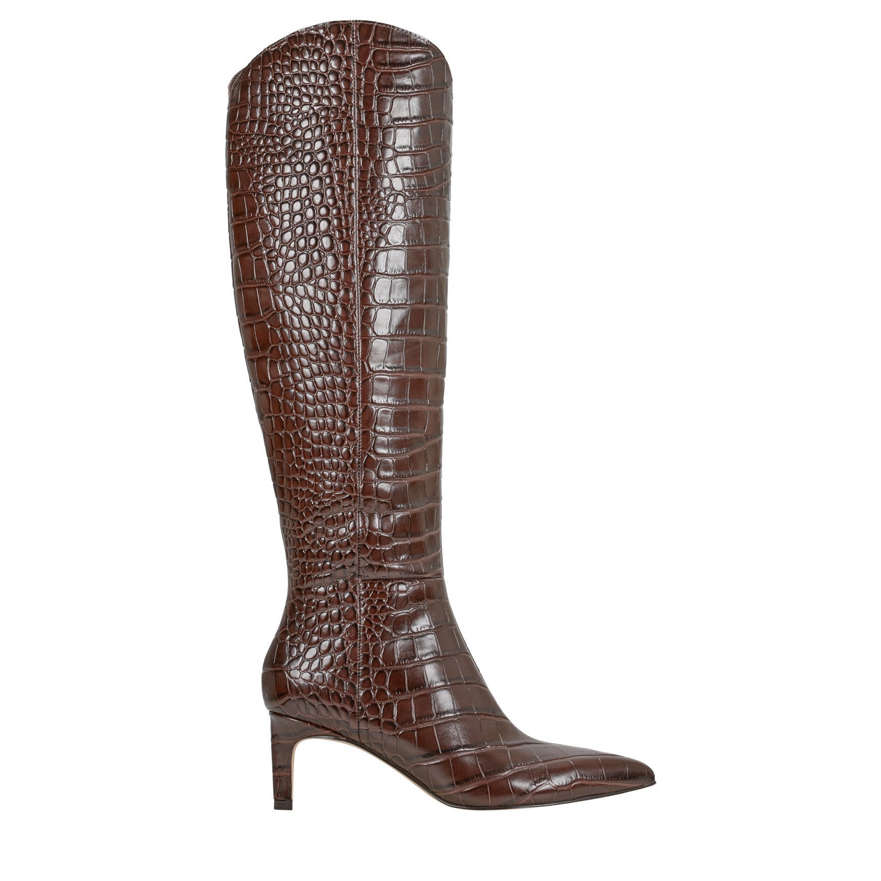Quinnie Dress Leather Boot - Embossed Brown Croco Leather / Marc Fisher For Sale