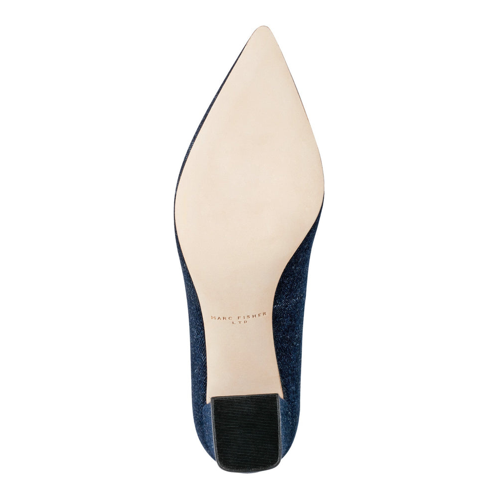 Zala Block Heel Pointy Toe Pump - Dark Denim / Marc Fisher Discount