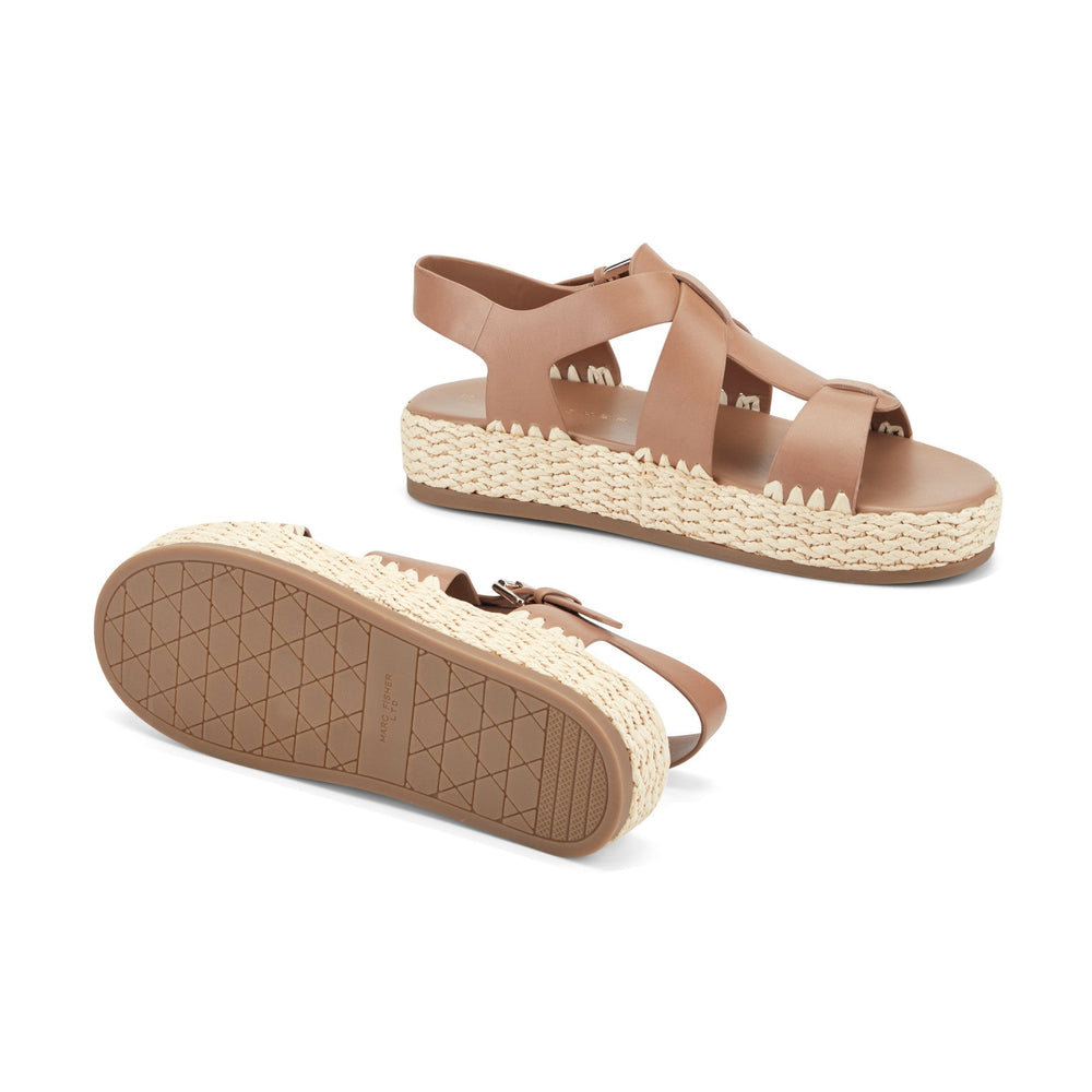 Elissa Espadrille Sandal - Brown Leather / Marc Fisher Outlet