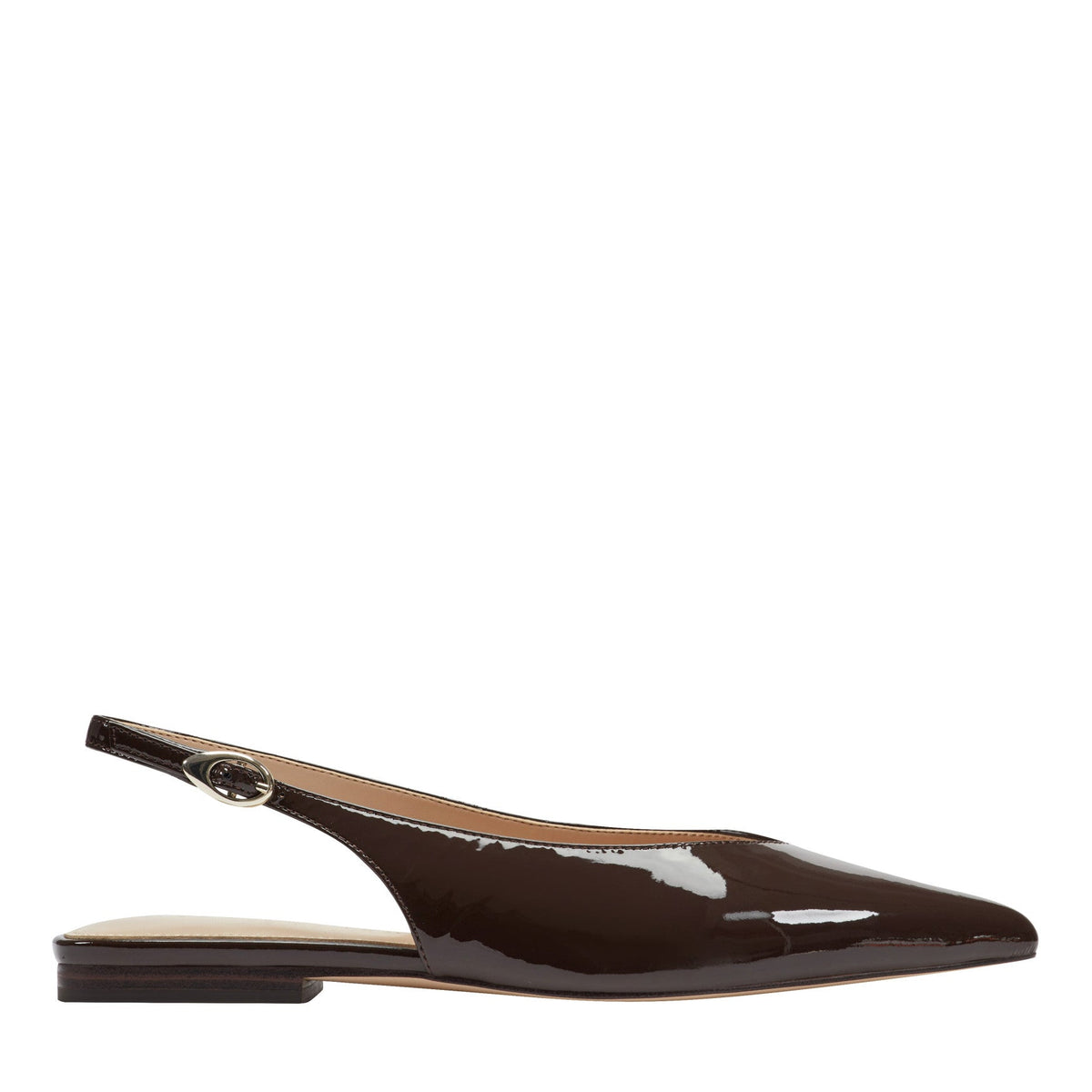 Gabra Leather Slingback Flat - Brown Patent Leather / Marc Fisher Outlet