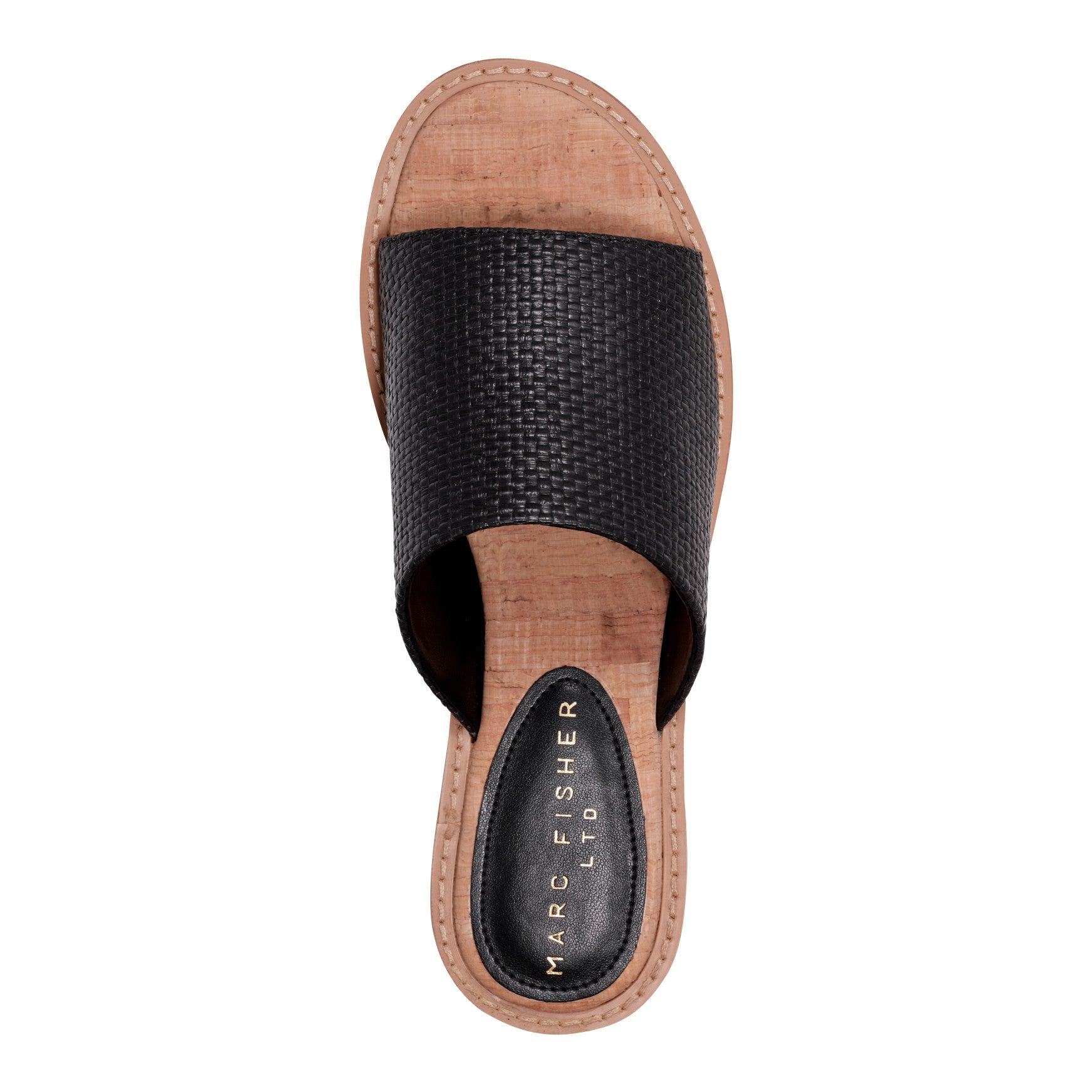 Grayce Flat Slide Sandal - Black Raffia / Marc Fisher US