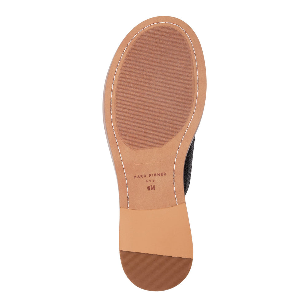 Grayce Flat Slide Sandal - Black Raffia / Marc Fisher US