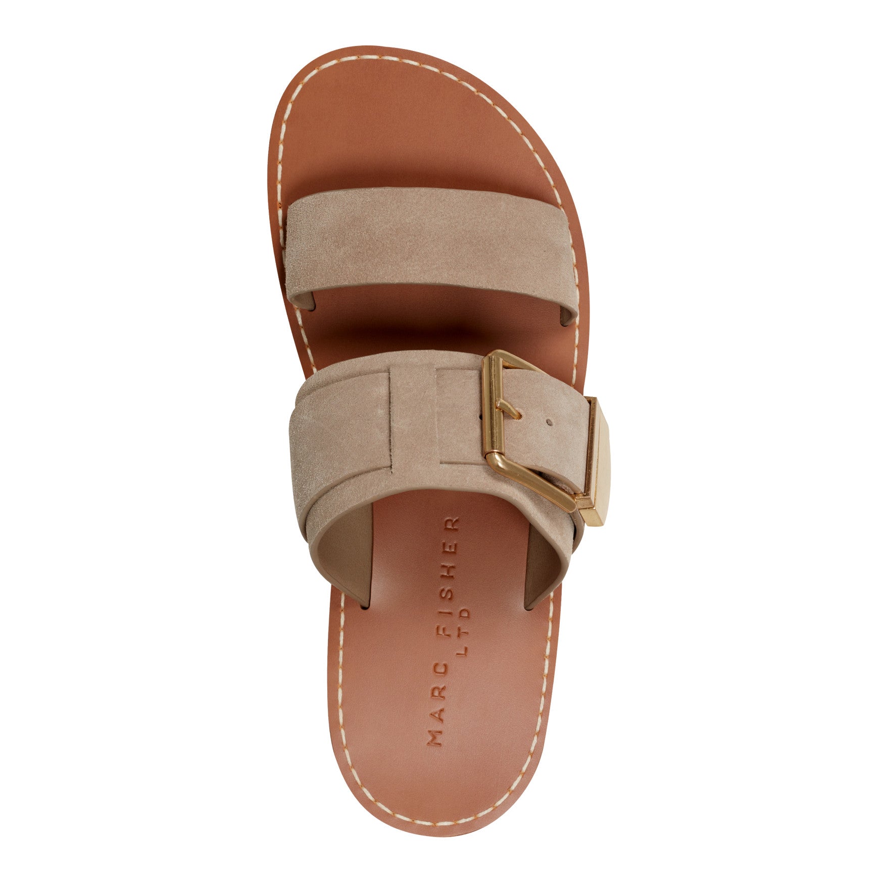 Hallyn Leather Flat Slide Sandal - Taupe Suede / Marc Fisher Online