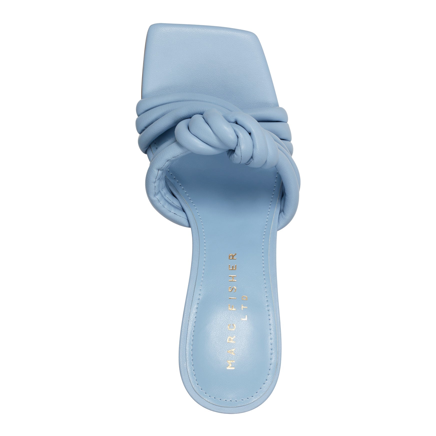 Dru Knotted Leather Slide Sandal - Light Blue Leather / Marc Fisher US