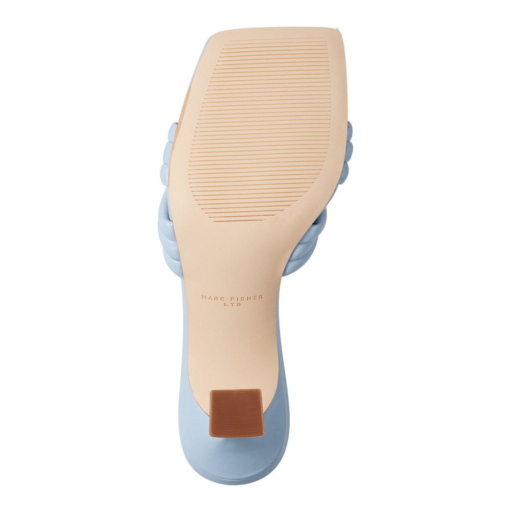 Dru Knotted Leather Slide Sandal - Light Blue Leather / Marc Fisher US