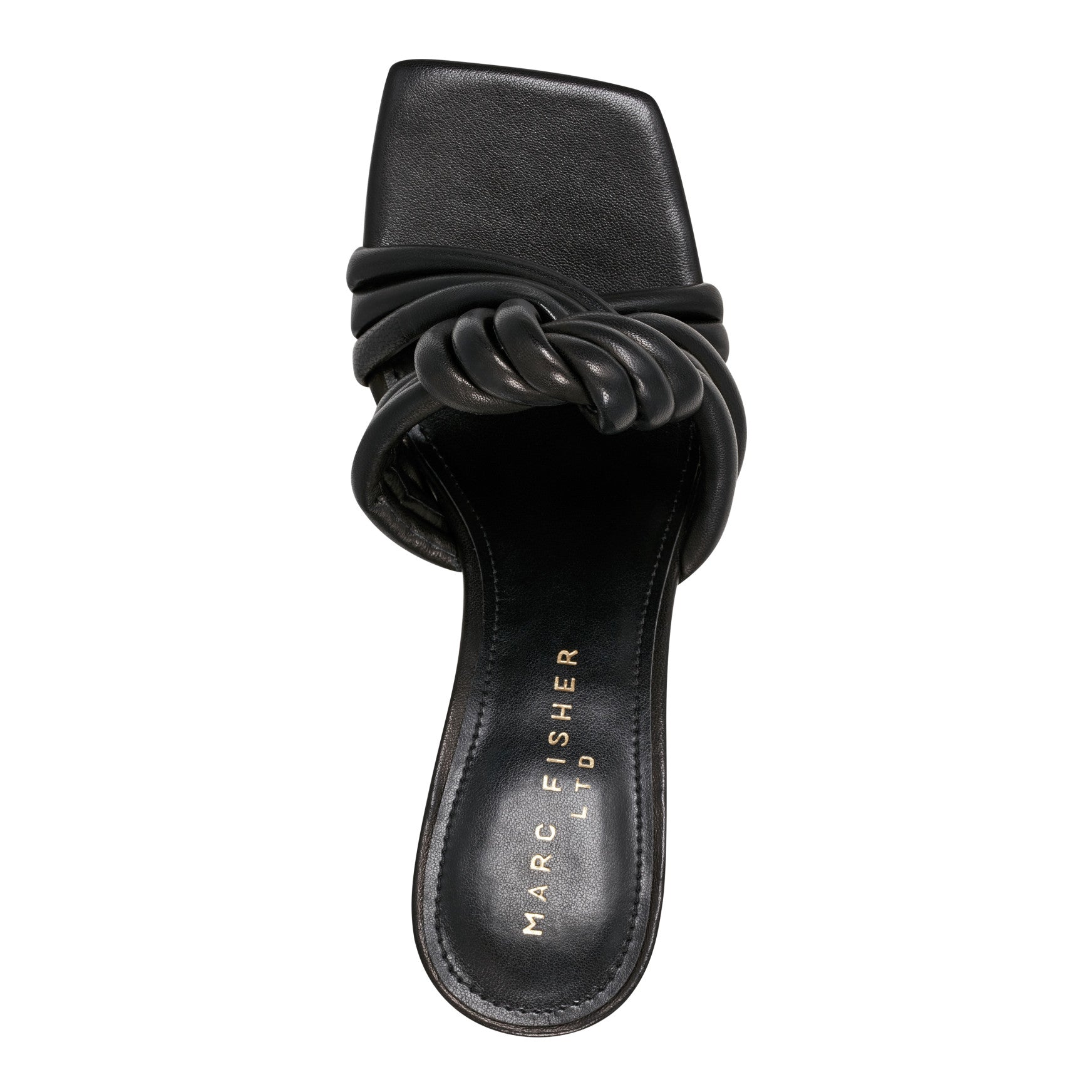 Dru Knotted Leather Slide Sandal - Black Leather / Marc Fisher On Sale