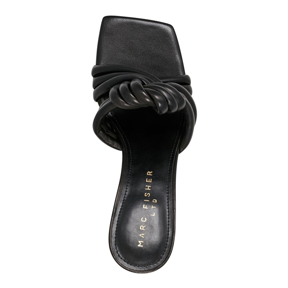 Dru Knotted Leather Slide Sandal - Black Leather / Marc Fisher On Sale