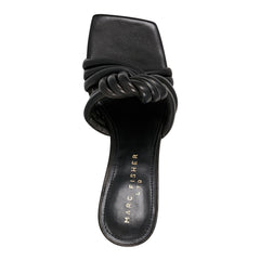 Dru Knotted Leather Slide Sandal - Black Leather / Marc Fisher On Sale