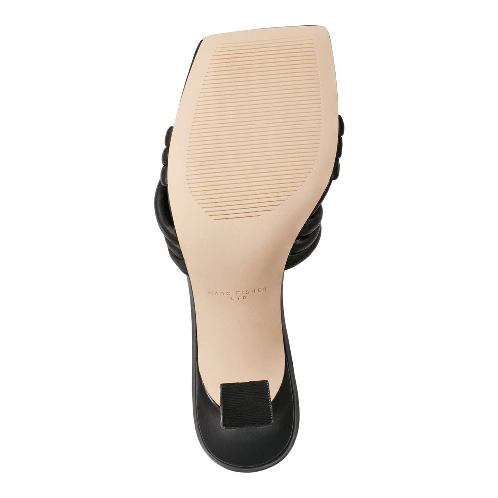 Dru Knotted Leather Slide Sandal - Black Leather / Marc Fisher On Sale