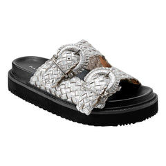 Auggie Woven Leather Footbed Sandal - Silver Leather / Marc Fisher Discount